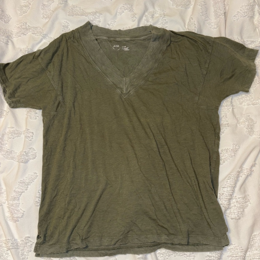 aerie Olive V-Neck Tee